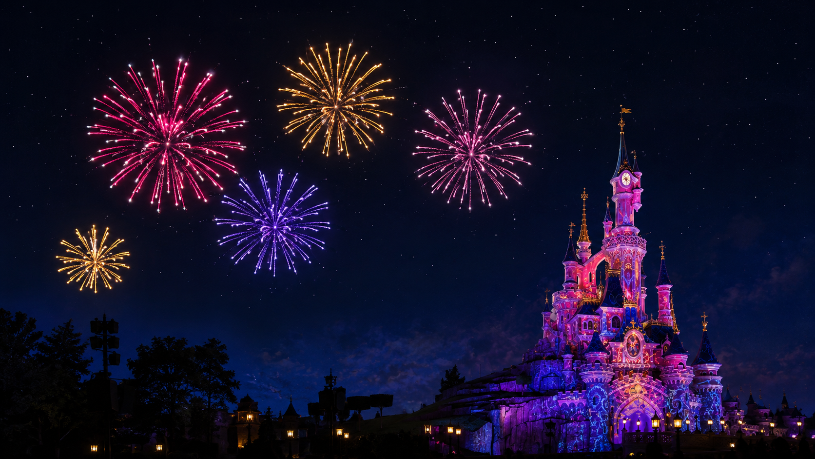 Espectáculo nocturno sobre el castillo de Disneyland Paris — el regalo de comunión perfecto